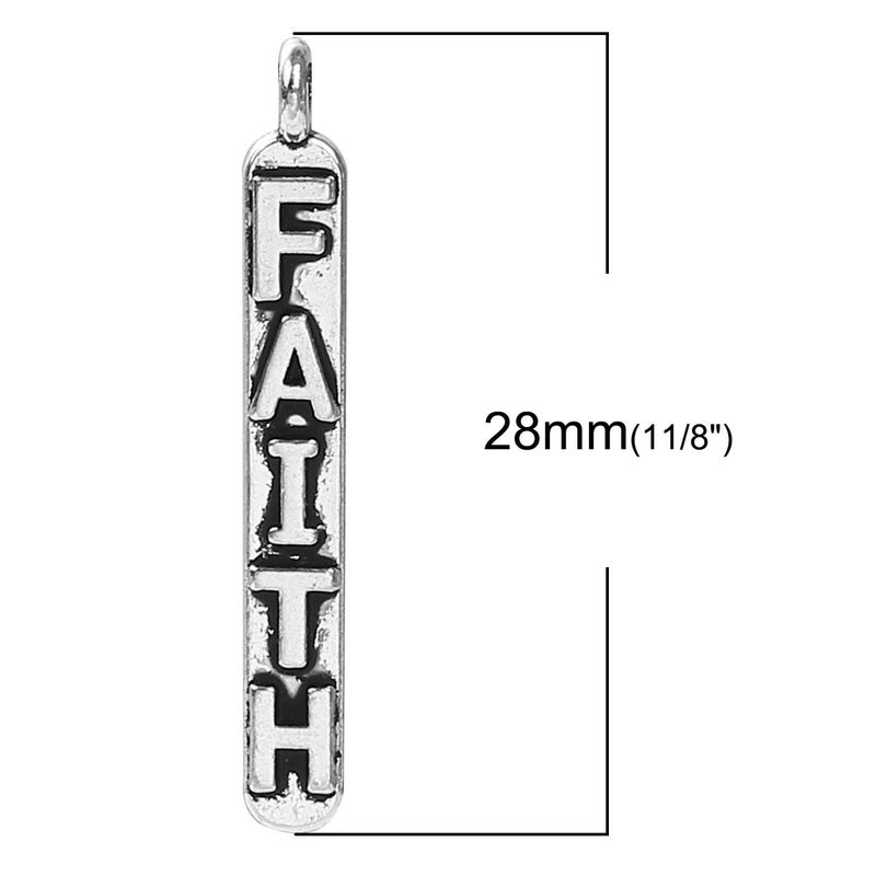 JGFinds Blessed Love Faith Message Charm Pendants, Silver Tone, 1 1/8", 144 Pack (48 of Each), Quotes DIY Charm Bracelets or Mixed Saying Keychains - Encouragement Words, Inspirational - Image 5